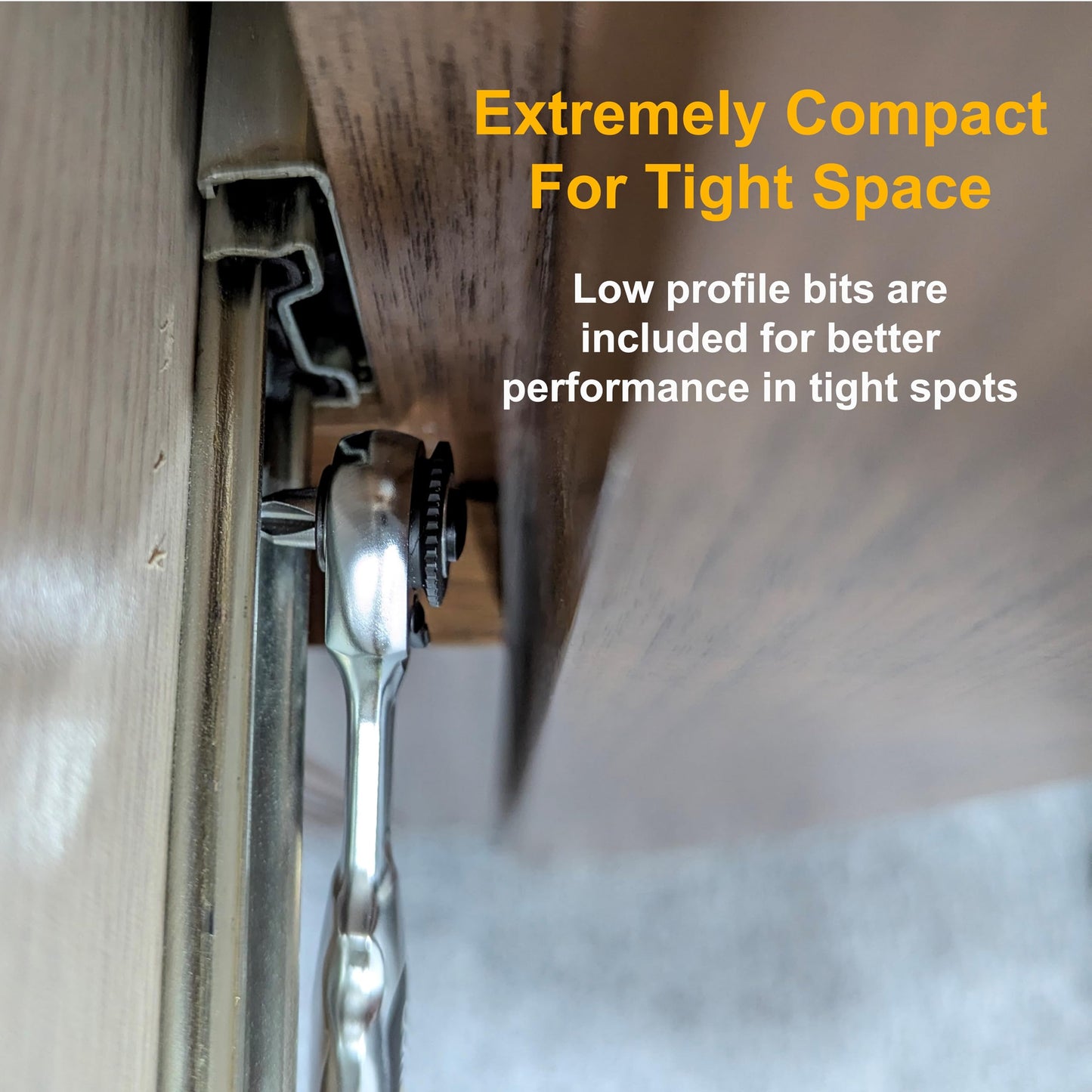 CONQUER Mini Combo Dual Ratchet Wrench with 1/4" Square Drive and Bit Drive High Torque 72-Tooth Gear Head and Spin Disk