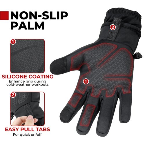 HANDLANDY Winter Gloves for Men & Women, Insulated Waterproof for Cold Weather, Thermal Glove for Cycling, Ski, Riding, Driving, Biking, Running (Black, Large)