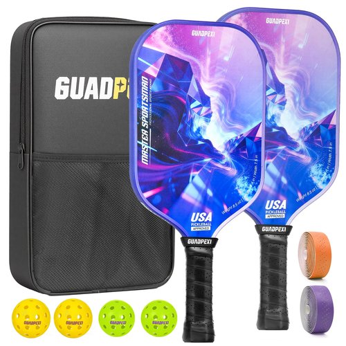 GUADPEXI Pickleball Paddles - USAPA Approved Fiberglass Surface, Polypropylene Honeycomb Core - 8.5oz Lightweight Pickleball Paddle with Sweat-Absorbing Cushioned Grip, Cosmic Purple Design (BXPK01)