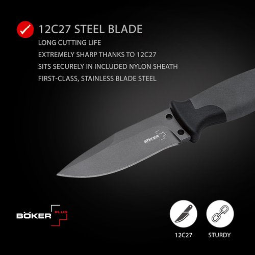 Boker Plus Outdoorsman Fixed Knife with Blade 8", 3-3/4"