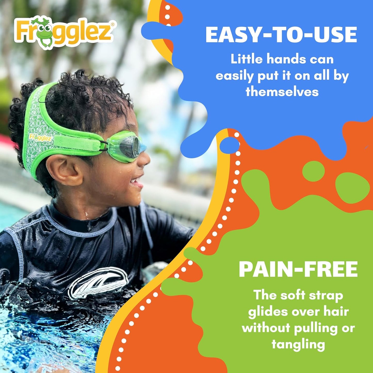 Frogglez Anti-Fog Swimming Goggles - Premium Pain-Free Strap for Kids Ages 3-10