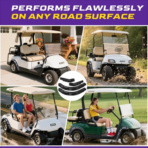 EZGO TXT Fender Flares, Golf Cart Front and Rear Fender Flares for EZGO TXT 1994-2013 Gas/Electric Golf Carts, Premium ABS Impact-Resistant Golf Cart Standard Fender Flare with Self Tapping Screws