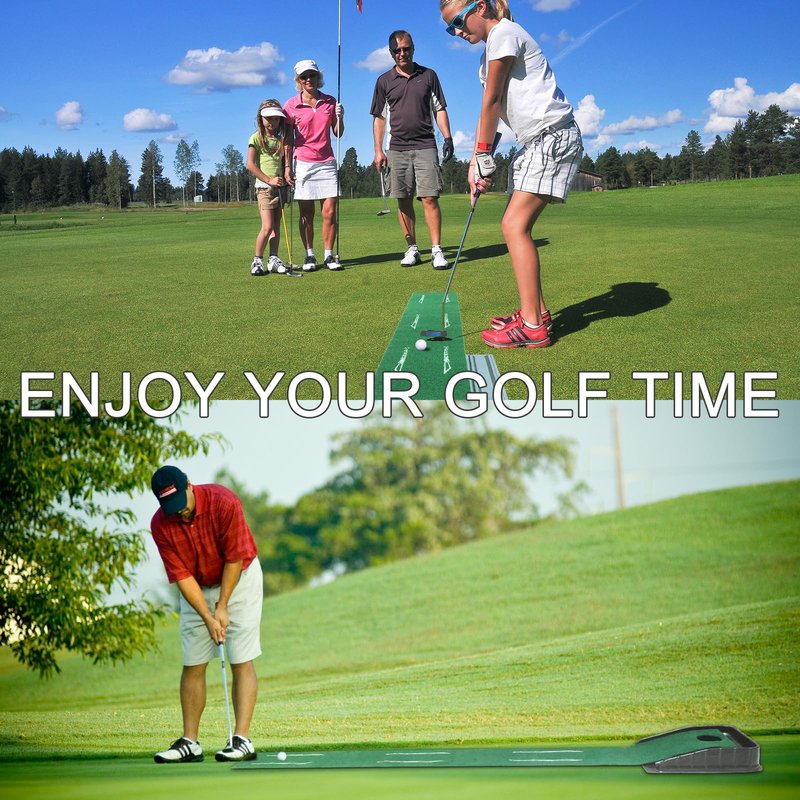 MYKUJA PRO Golf Putting Mat Indoor Putting Green with Ball Return, Mini Golf Mat for Home and Office, Golf Practice Mat Golf Gifts for Men