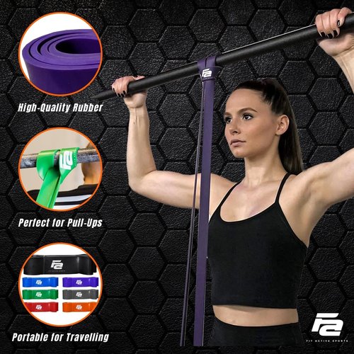 Fit Active Sports Resistance Workout Exercise Bands for Home, Gym, Stretching, Strength Training, Weightlifting, Pull Up Assist - Indoor and Outdoor Use (Red - 5 to 50 Pounds (1/2" 4.5mm))