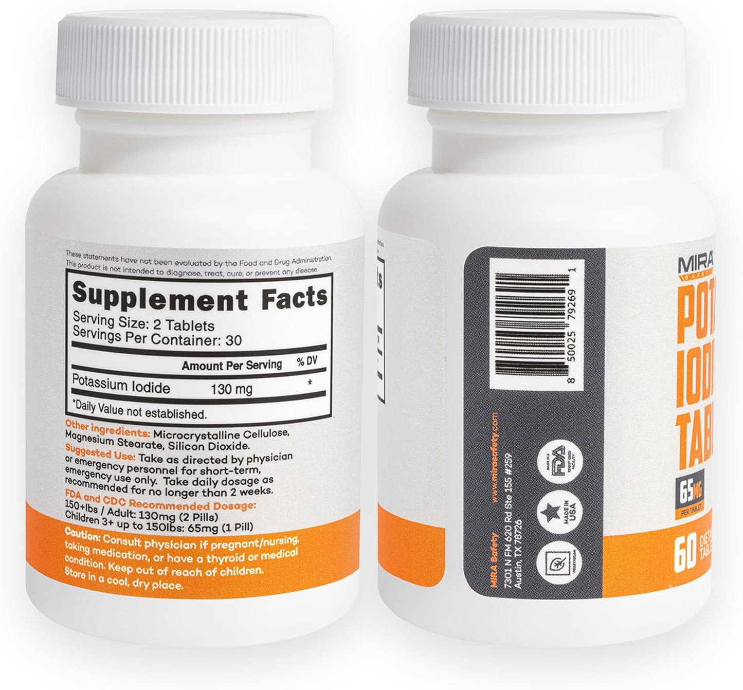 Potassium Iodide Tablets - 60 Count Emergency Radiation Protection Pills for Safety
