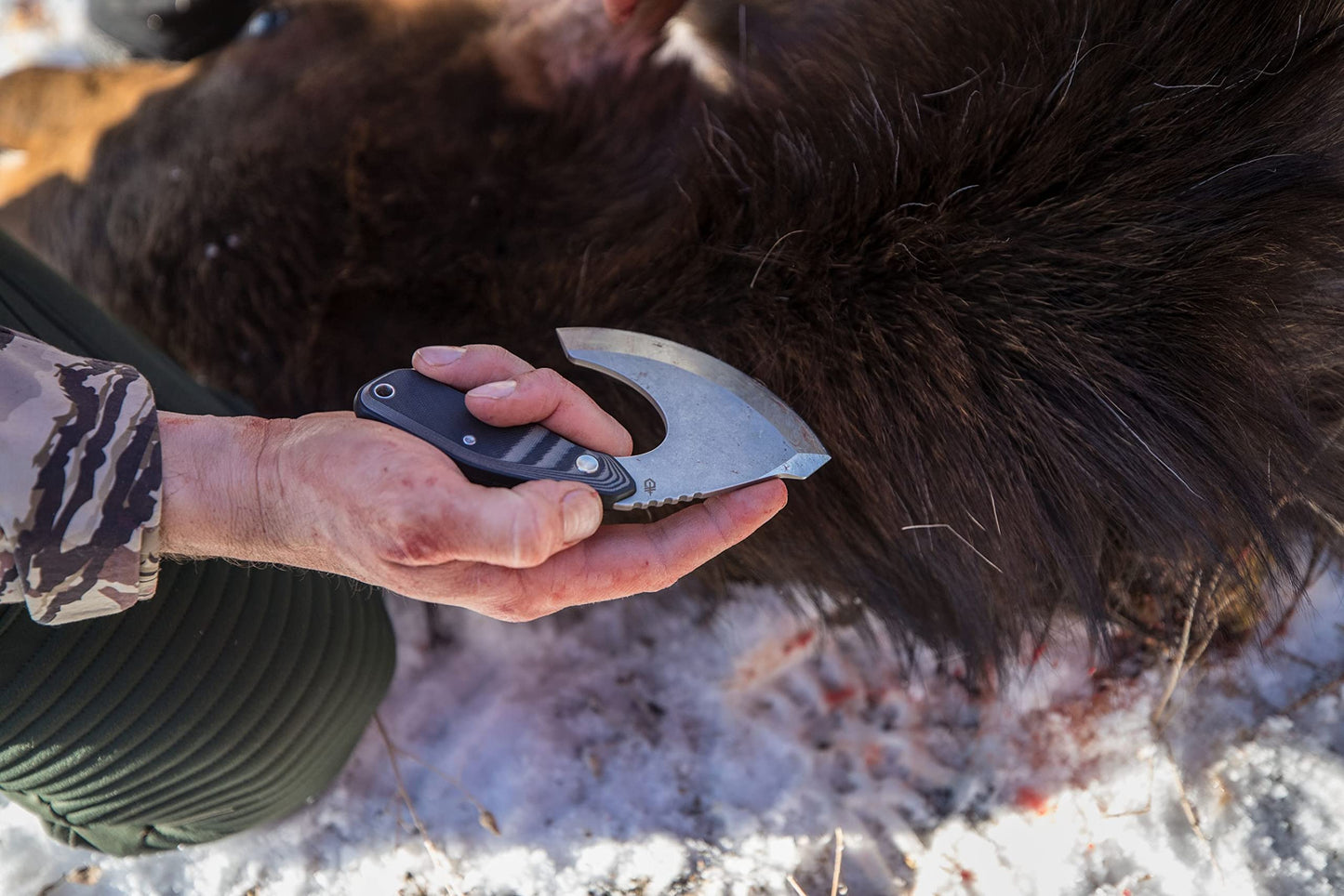 Gerber Gear Downwind Ulu - Ulu Knife with Sheath for Hunting Gear - Black