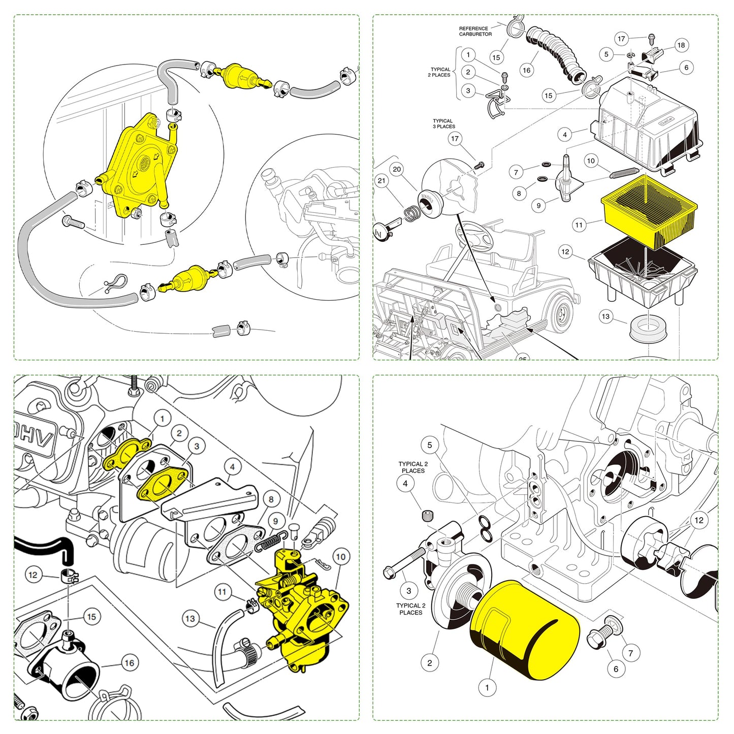 10L0L Golf Cart Carburetor Fuel Pump Tune Up Kit for Club Car DS Precedent Carryall FE290 Gas Engine 1992-Up | Replaces OEM 101805601 101905601 1016438 1016439 1016440 1016441 1016478 17561