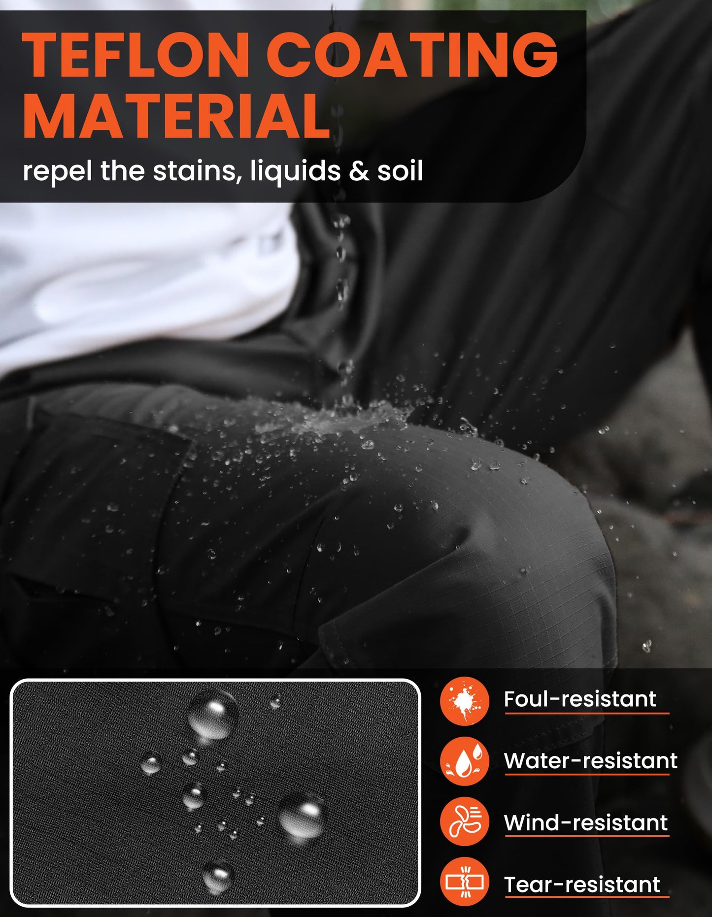 DURAWERK Men's Cargo Pants, Water Resistant Work Pants, Durable Ripstop Tactical Pants, EDC Hiking Pants, Hunting Pants
