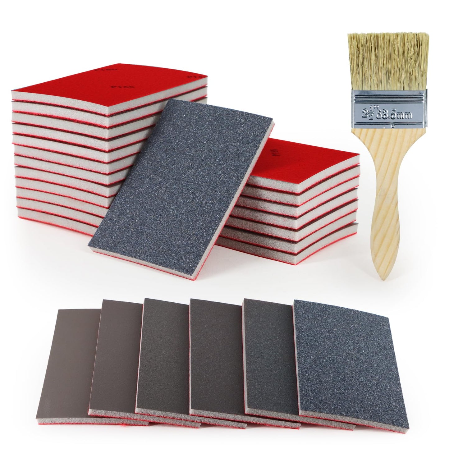 KACNON 20Pcs 180-3000 Grit Sanding Sponge Set (180/320/400/600/800/1000/1200/1500/2000/2500/3000) - Ultra Fine Sanding Sponges Pads with Brush - Soft Foam Sanding Block Dry Wet Sandpaper Assortment