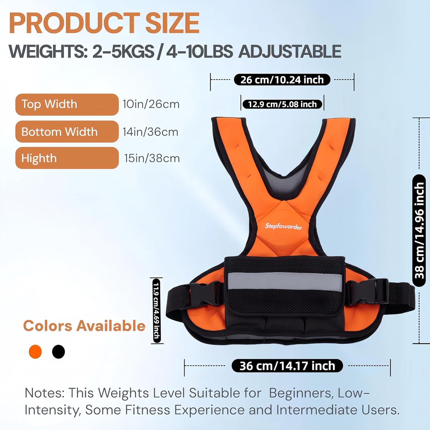 Skiennix Adjustable Weighted Vest - 6lbs to 12lbs for Enhanced Strength Training | Reflective Stripes for Safety