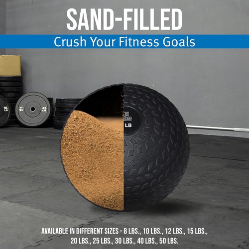 Fitness First Slam Ball - Easy-to-Grip Sand-Filled Medicine Ball for Weight Training | Available in Multiple Weights