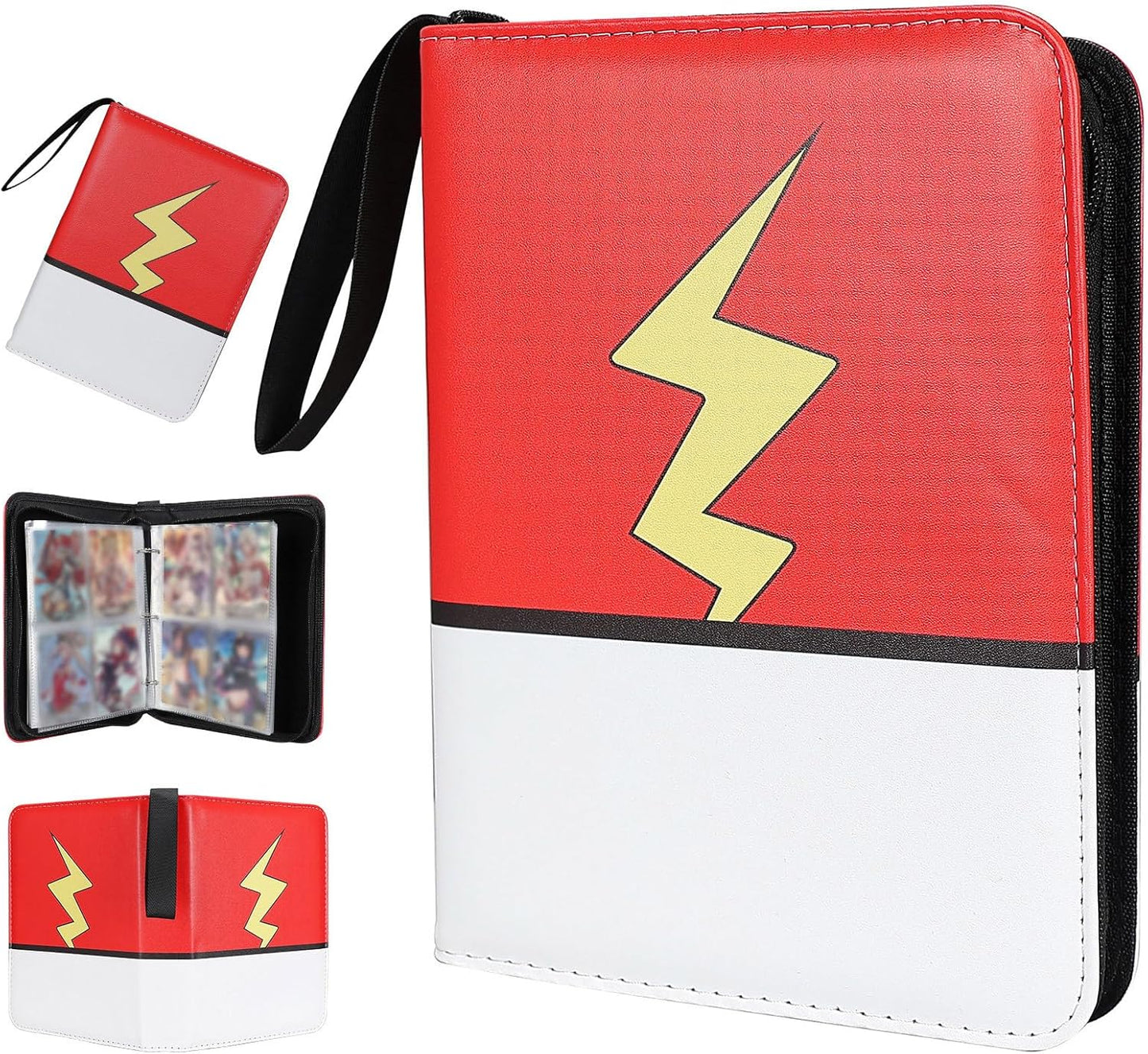 Regine Switzerland 4-Pocket Trading Card Album - Premium Zip Binder with 50 Removable Sleeves | Red & White
