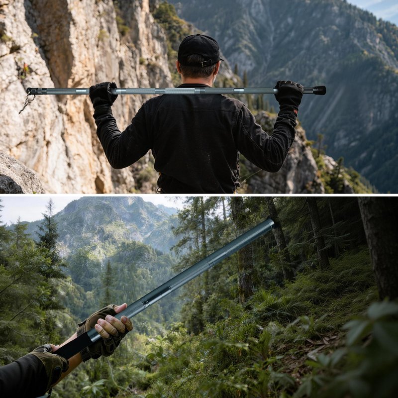 Tactical Survival Walking Stick, 16-in-1 Hiking Staff Heavy-Duty Collapsible Multitool for Camping, Reliable Tactical Kit for Outdoor Adventures, 7Tubes + Tactical Shovel