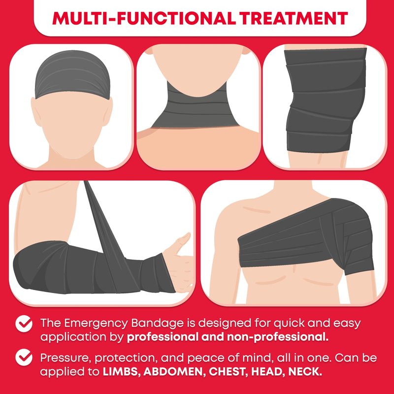 Ever Ready First Aid Israeli Compression Bandage – 6" Tactical Emergency Trauma Dressing for Bleeding Control, First Aid & EMS Use – Black – FSA/HSA Eligible