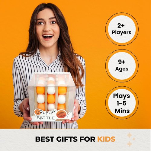 Bounce Battle Wood Edition - Fast-Paced Skill & Strategy Game for Kids | Includes 27 Balls & Wooden Cube