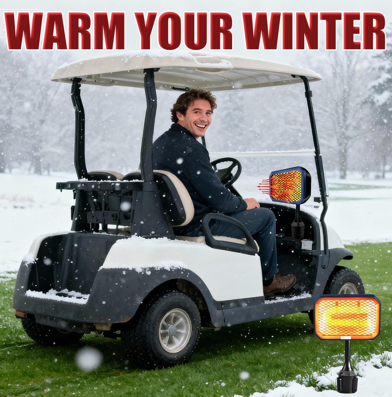 48V Golf Cart Heater - Attery Powered Heater, 400W 360° Adjustable Electric Winter Golf Cart Accessories for Club Car/Yamaha/EZGO,Safe & Fast Heating,Eclipse Blue