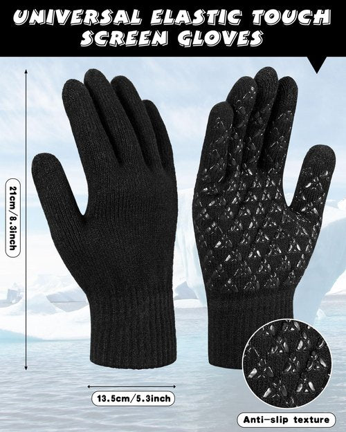Handepo 10 Pieces Winter Hat Beanie Scarf Touch Screen Gloves and Sock Set Slouchy Knit Cap Beanies Fleece Lining Neck Warmer(Classic Style,Dark Color)