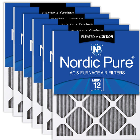 Nordic Pure 12x24x1 (11 1/2 x 23 1/2 x 3/4) Furnace Air Filters MERV 12 Pleated Plus Carbon 6 Pack