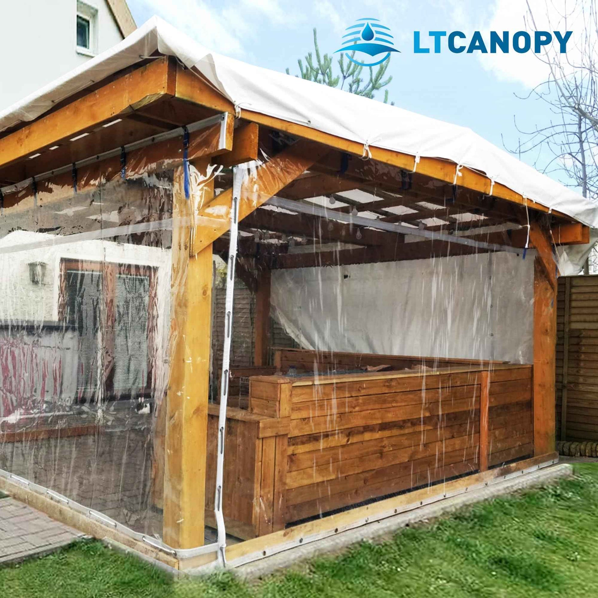 LTCANOPY Clear Tarp 8 x12FT, 20 Mil Clear Vinyl Tarp, Small Cover Plastic Sheeting with Grommets, Double-Stitched Reinforced Edges, Heavy Duty Tarps Waterproof and Tearproof