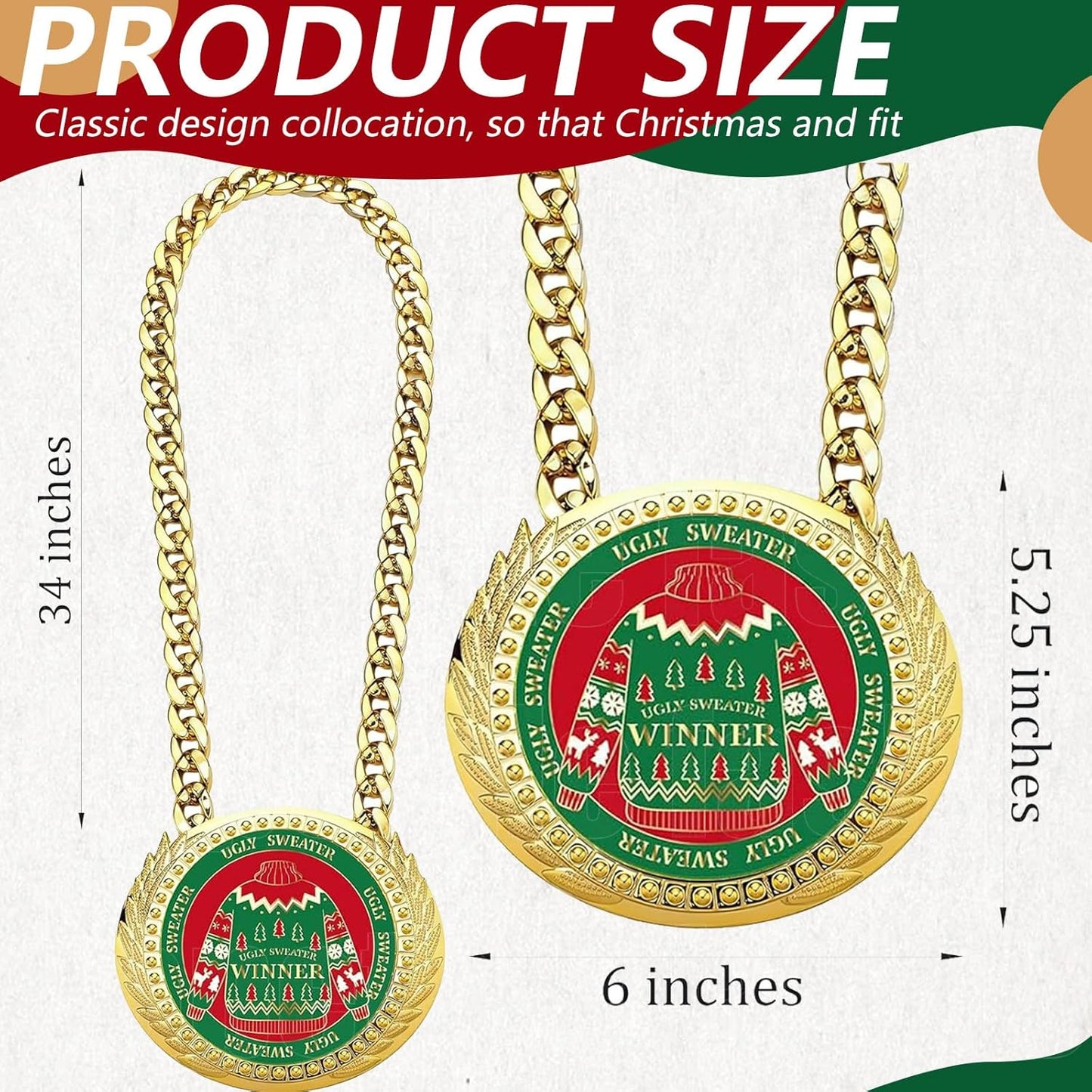 Skiennix Turnover Chain - 6" Gold Awards Medal Goat Trophy Necklace for MVP Sports Achievements