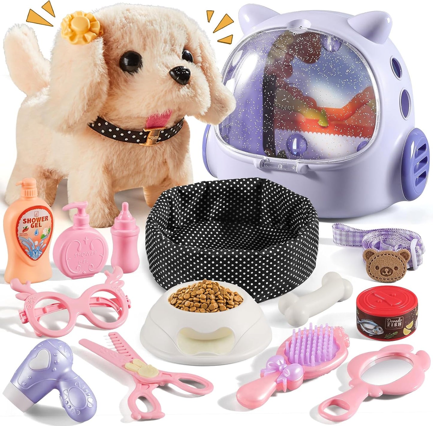 Vanvimen Robot Dog Toys - 16 Pcs Realistic Puppy Set for Kids Ages 3-8 | Perfect Birthday Gift