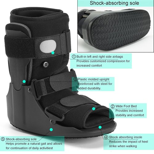 Air Walking Boot - Adjustable Air Cushion for Broken Foot Recovery | Lightweight & Anti-Slip Sole, Size M