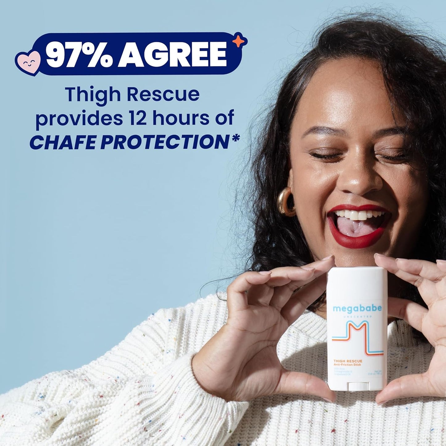 Megababe Thigh Rescue Anti-Chafe Stick - Unscented Formula Prevents Skin Chafe & Irritation | 2.12oz