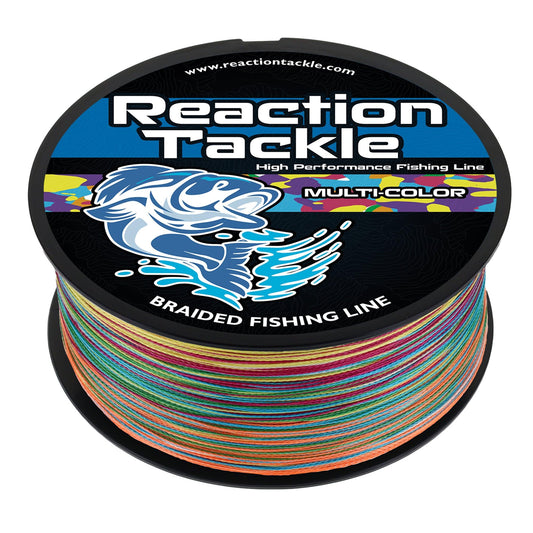 Reaction Tackle Braided Fishing Line - Pro Grade Power Performance for Saltwater or Freshwater Fish - Colored Fishing Line Braid for Extra Visibility - Multi-Color 50 Lb (300 Yards)