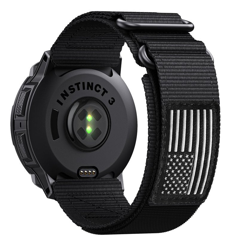 Double Loop Buckle Nylon Strap Compatible with Garmin Instinct 2/2X/3/E Series 45mm/50mm cases – Adjustable Breathable Wristband Fit for Garmin Instinct Standard/Solar/Tactical/Tide/Esports