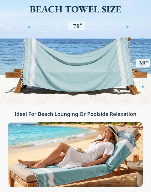 LANE LINEN Oversized Beach Towel - Quick Dry & Sand Free 4 Pack, Extra Large 39"x71" - Hunter Green