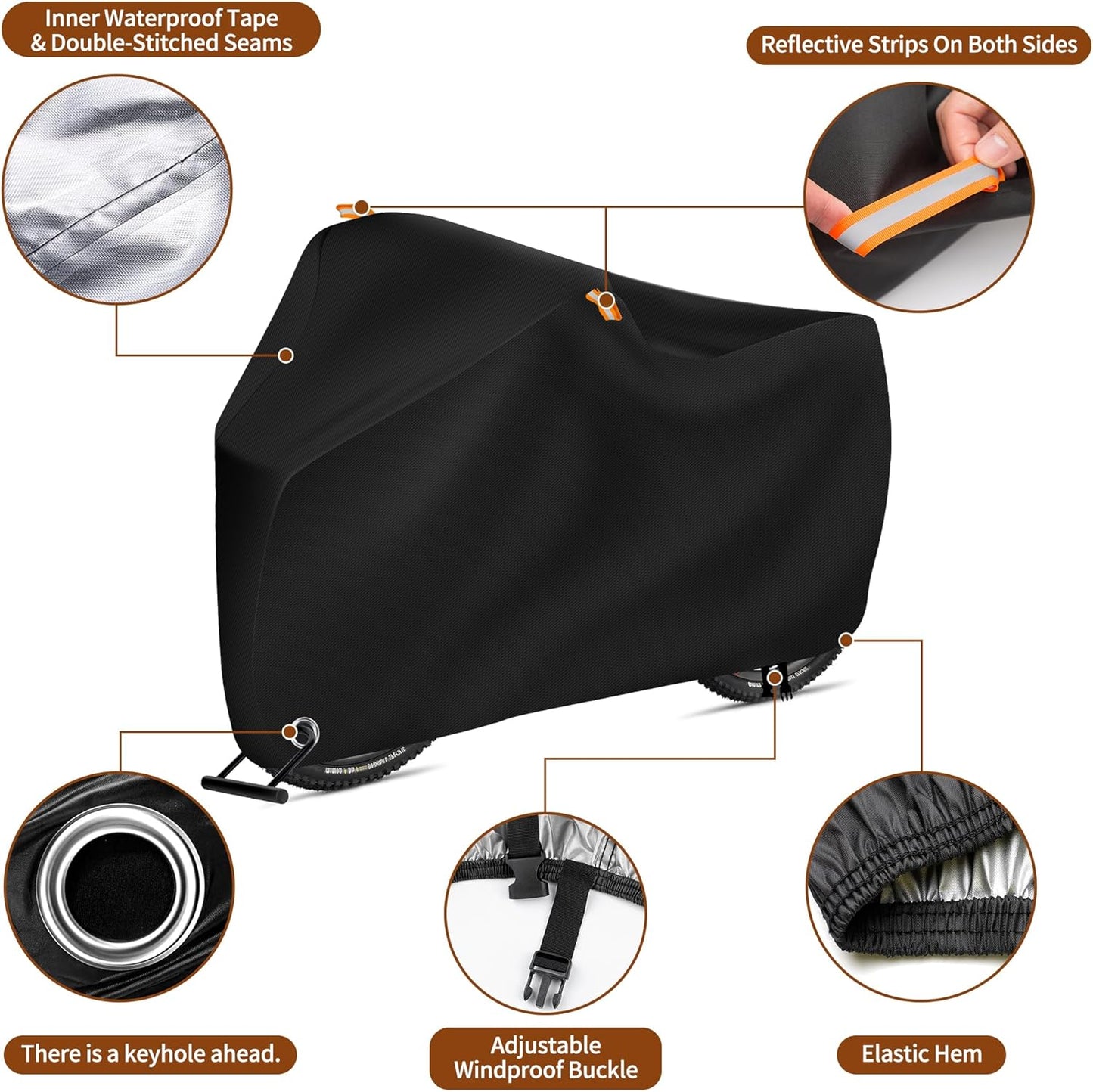 Skiennix Bike Cover - Waterproof Outdoor Bicycle Protection | Heavy-Duty UV & Dust Proof, Black