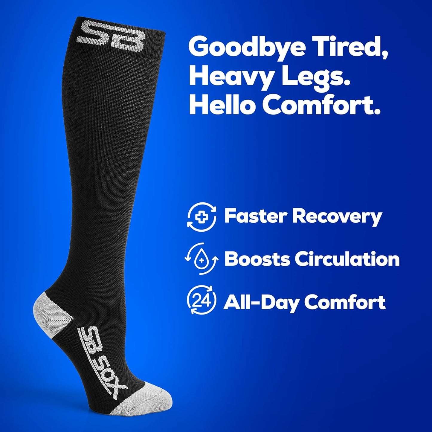 SB SOX Compression Socks - 20-30mmHg Support for Men & Women | Ideal for Travel, Sports, and Daily Comfort
