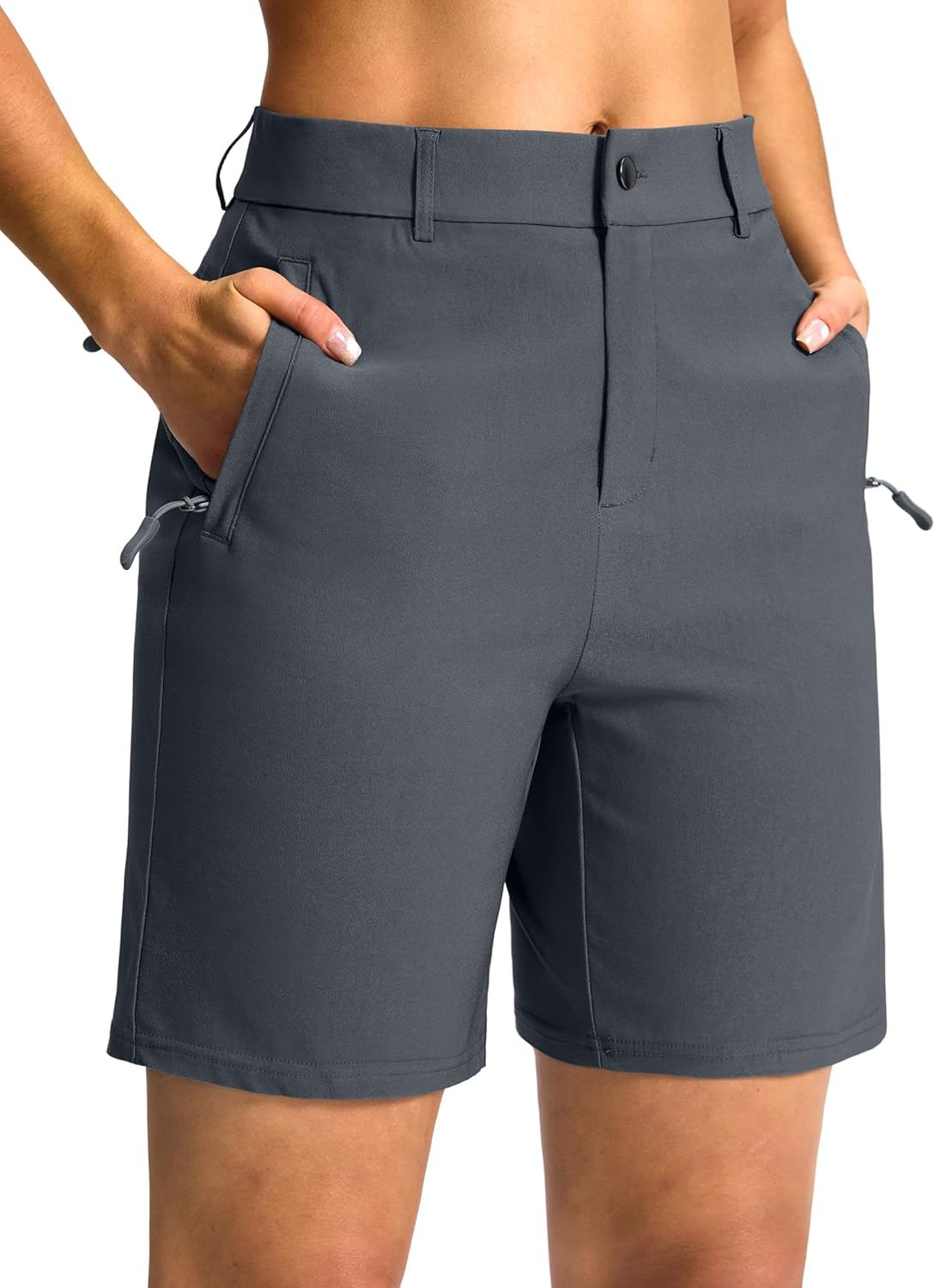 SANTINY Women's Hiking Golf Shorts - Quick-Dry Stretch Fabric | 5"/7" with 3 Pockets for Outdoor Travel