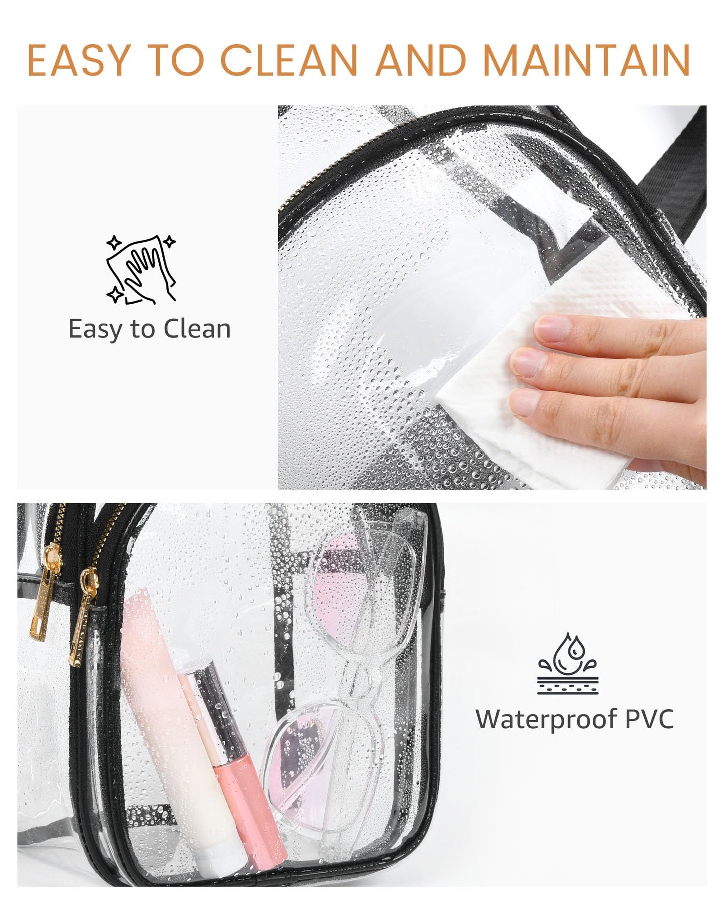HULISEN Clear Sling Bag for Stadium Events, Clear Purse for Women