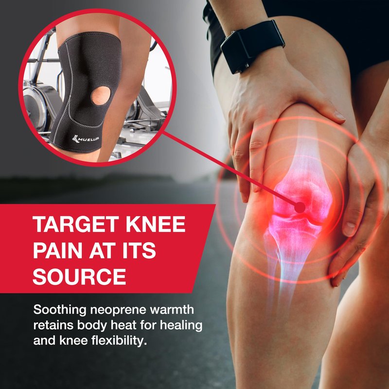 MUELLER Sports Medicine Open Patella Knee Sleeve, Knee Pain Relief Support for Men and Women, Ideal for Arthritis, Sprains, Black, X-Large