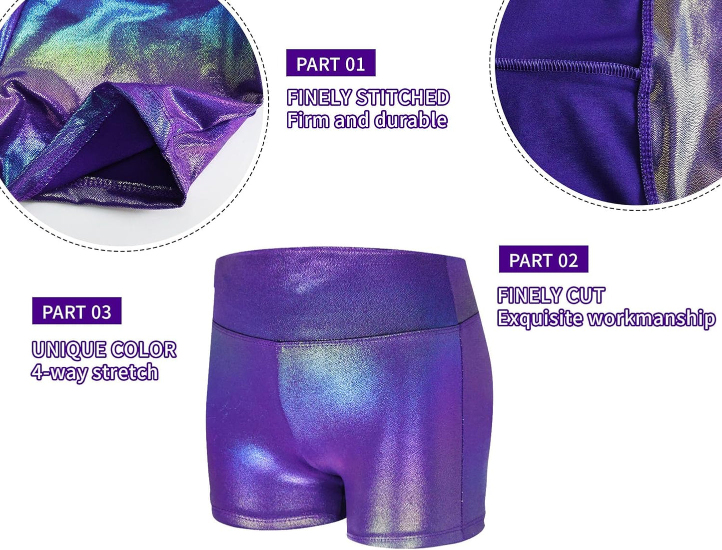 Skiennix Gymnastics Leotards for Girls - Sparkly Tumbling Bodysuits with Shorts | Sleeveless Activewear