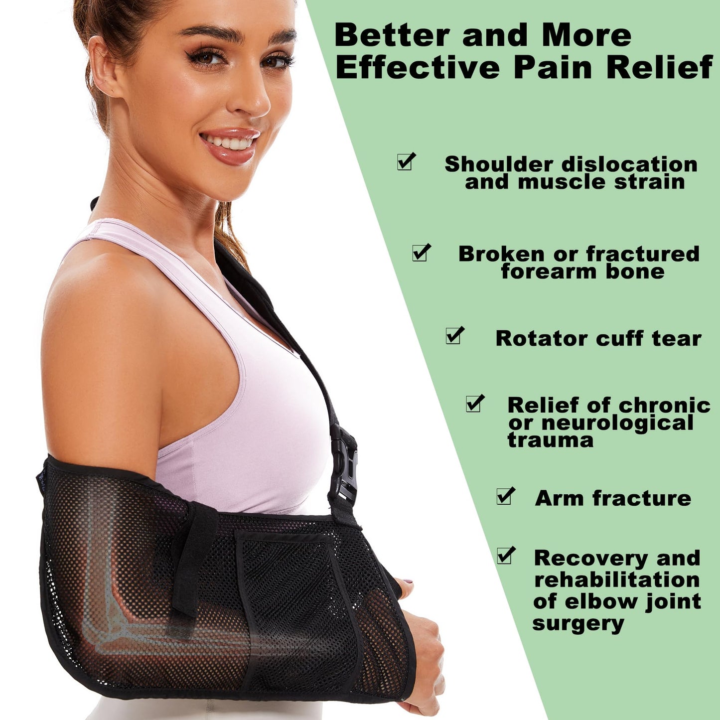 KONSEDIK Mesh Arm Sling - Medical Shoulder Sling for Shower - Adjustable Arm Brace,for Men Women Rotator Cuff Injury,Left Right Arm,Wrist, Elbow,Clavicle Fracture Post-Surgery(Medium)