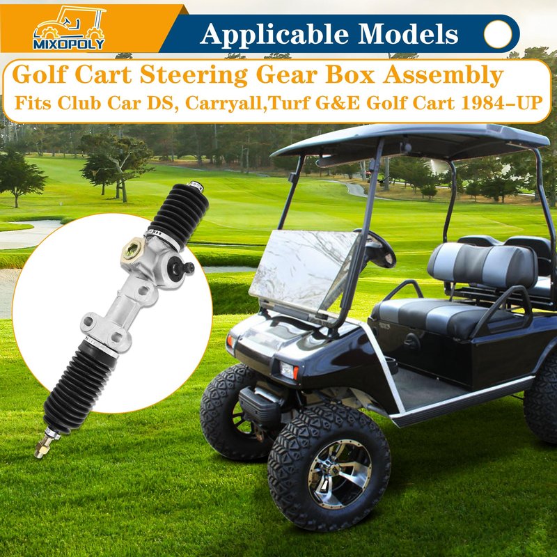 Mixopoly Golf Cart Steering Rack, Steering Gear Box Assembly for Club Car DS Carryall Turf Gas and Electric 1984-up, Replace OEM 101878302 103601501 101830901 1012452