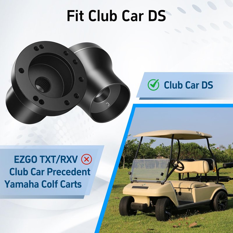 MIXOPOLY Golf Cart Steering Wheel Hub Adapter fits Club Car DS Model, Black and Anti-rust