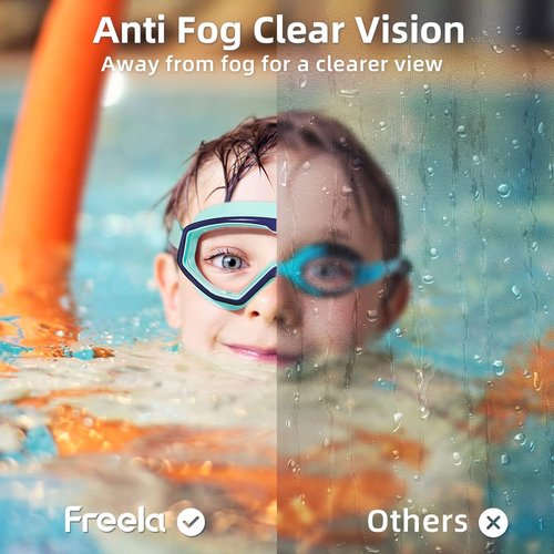 Freela Swim Goggles for Kids | Anti-Fog, No Leak Design for Ages 3-15 - Clear for Pool & Beach