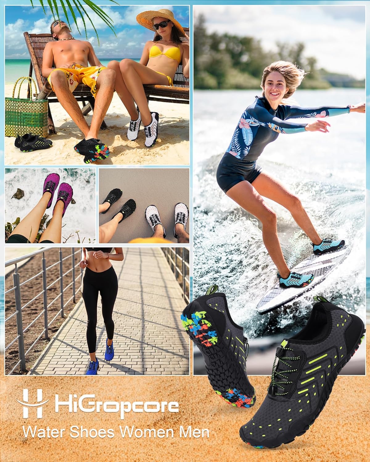 Skiennix Water Shoes - Quick-Dry Barefoot Aqua Socks for Swimming, Beach, and Hiking | Unisex Design