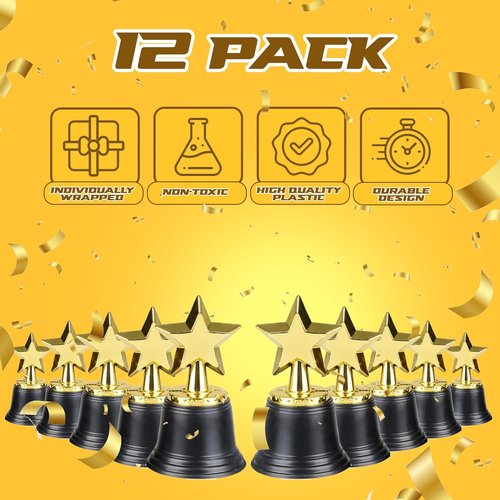 Bedwina Star Trophy Award - 4.5 Inch Gold Trophies for Kids & Adults | Perfect for Competitions & Events
