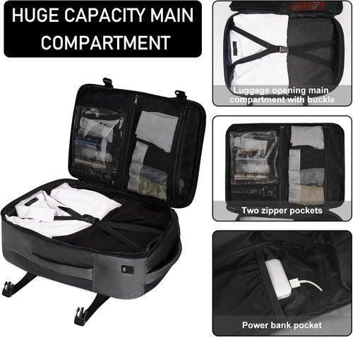 ECOHUB Travel Backpack - Airline Approved Personal Item Bag | Waterproof Large Daypack with 13 Pockets - Light Grey