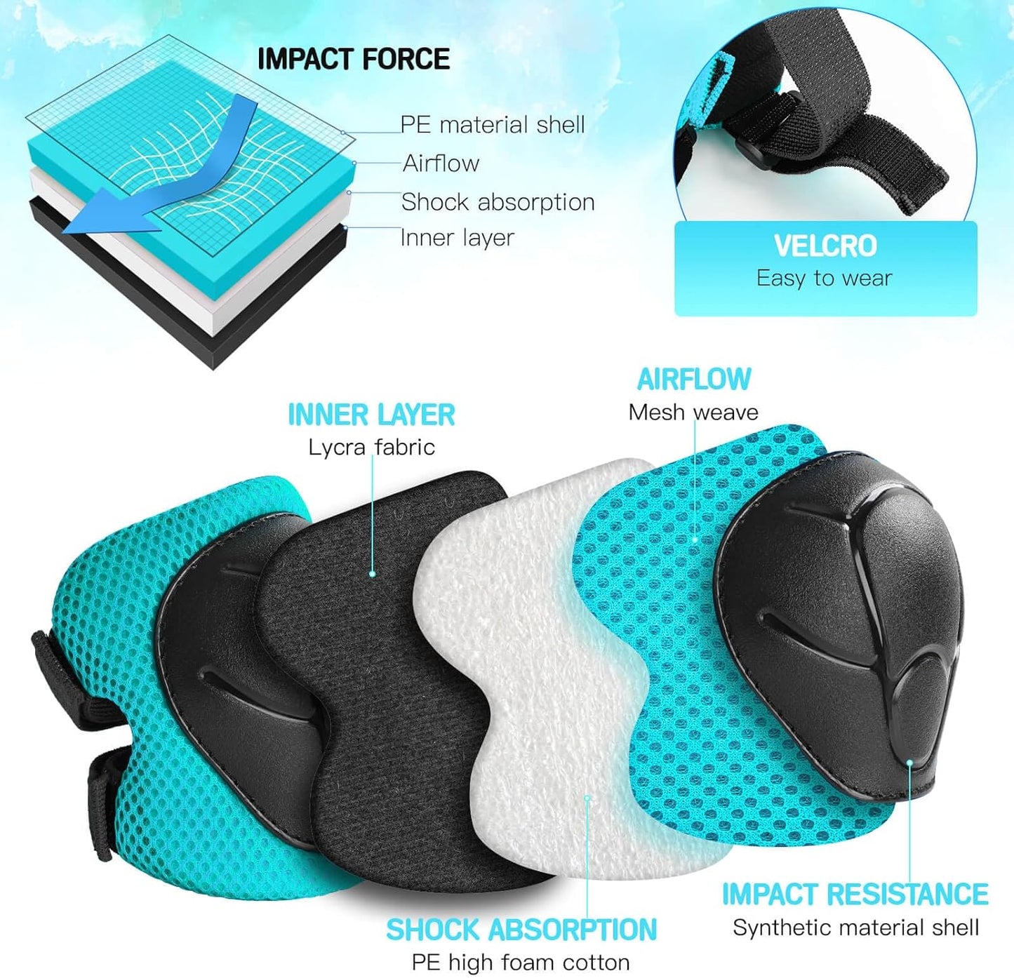 Wemfg Kids Protective Gear Set - 3-in-1 Knee, Elbow Pads & Wrist Guards for Ages 3-14 | Ideal for Skating, Cycling & Scootering