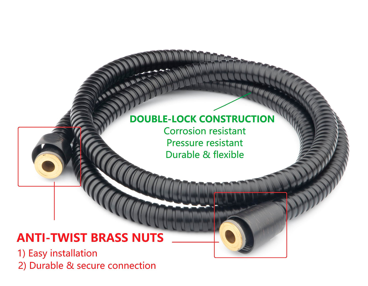 Ana Bath Anti-Clog High Pressure Large Oil Rubbed Bronze Dual Shower Head 5-inch 5-Settings Shower Head with Handheld Spray Combo + 5 Foot Stainless Steel Shower Hose w/ BRASS connectors