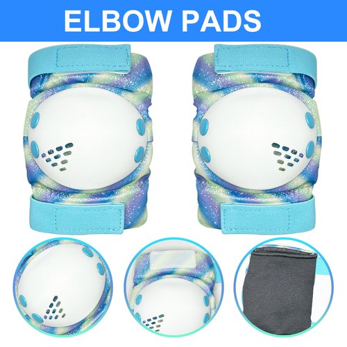 ENHERWE Girls Kids Protective Gear Set for Skateboard,Cycling Bike Roller Skates,Inline Skating,Scooter,Include Kids Knee Pads and Wrist Guards and Elbow Pads Set for 6-12 Years