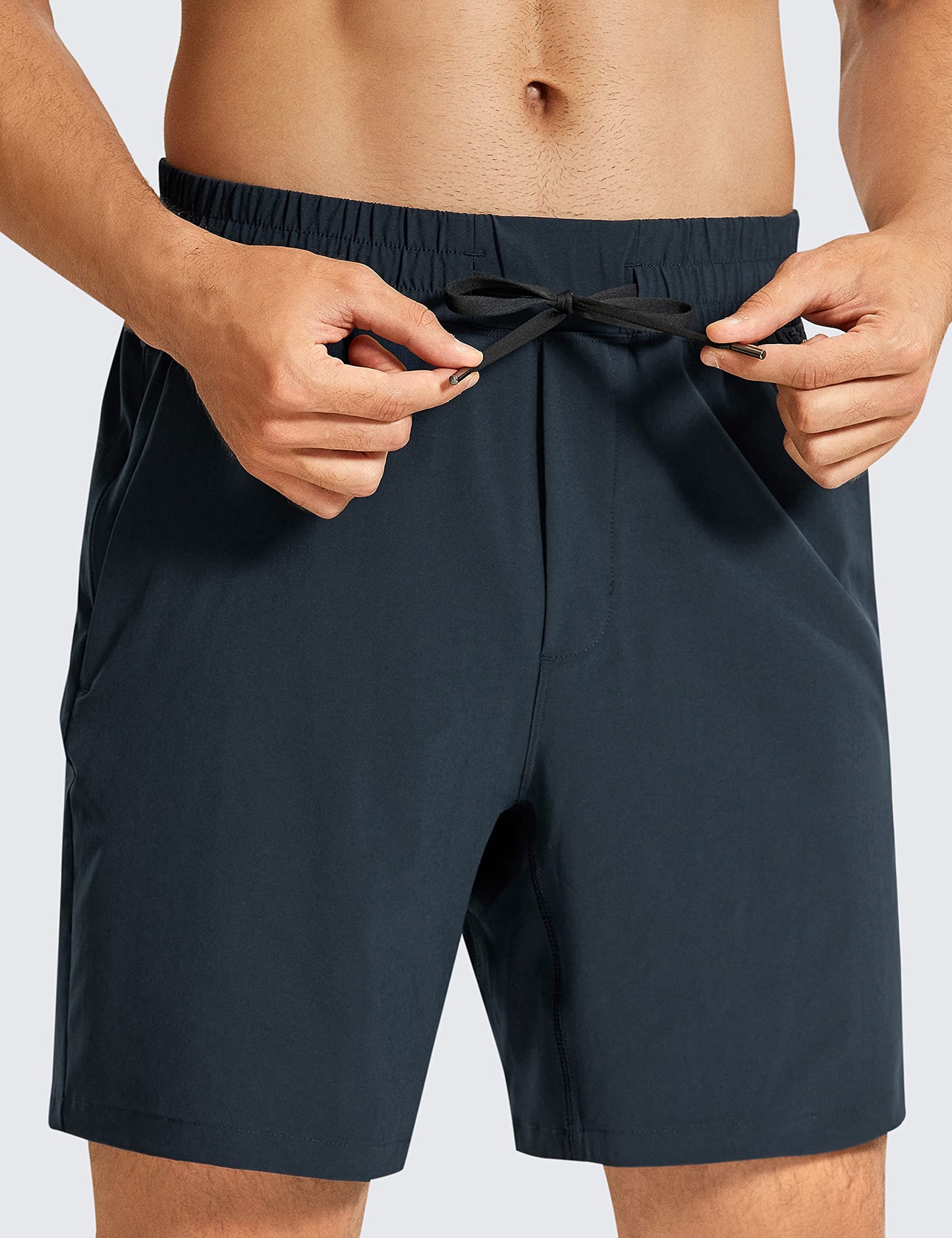 CRZ YOGA Men's Linerless Workout Shorts - 7'' Quick Dry for Running Sports Athletic Gym with Pockets True Navy Large