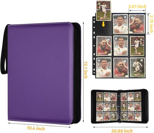 GERMUN 9 Pocket Card Binder - Premium Zip Trading Card Album for MTG, TCG & Sports Cards | Purple