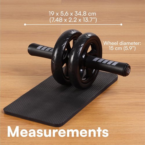 H&S Ab Roller Wheel For Abs Workout - Abdominal Core Exercise Equipment With Extra Thick Knee Pad Mat - w/Dual Glide Wheels - Abs Roller Wheel Home Workout - Abs Exercise Equipment