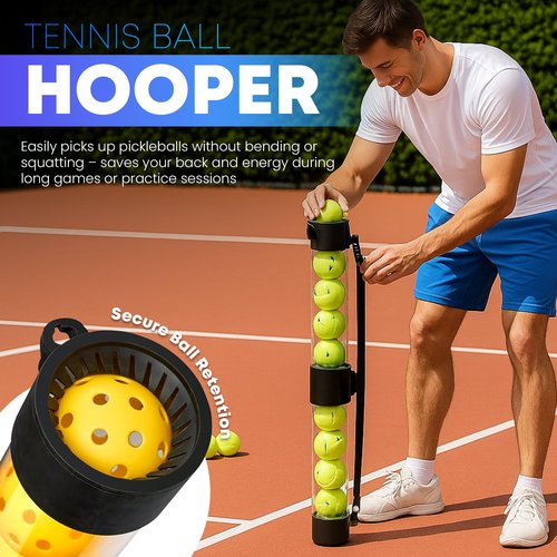 ENDUOR Collapsible Pickleball Pickup Tube for Pickleballs - Holds 17 Balls, Portable Pickleball Retriever Tool